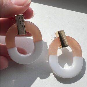 Gold White Pink Hoop Earrings